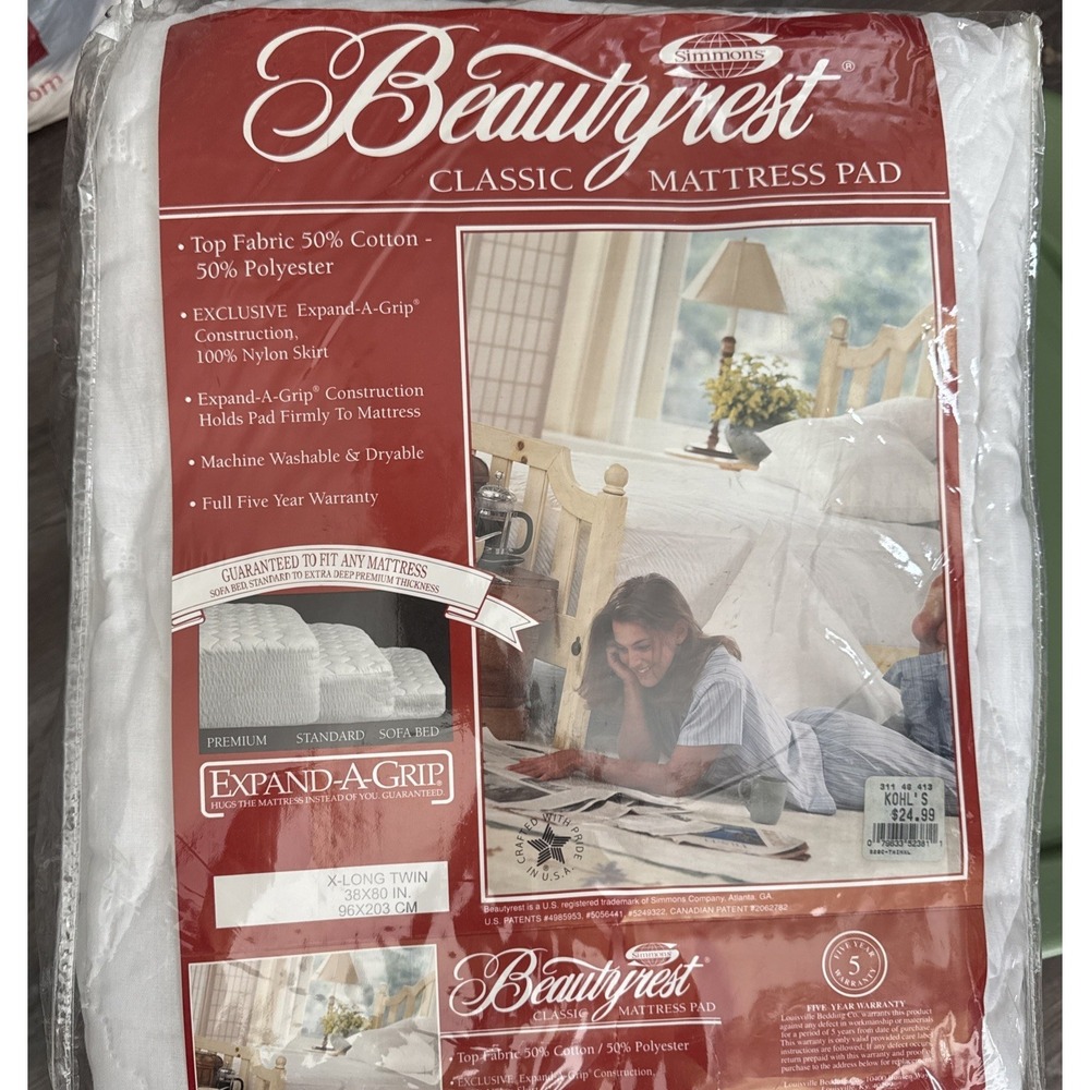 Simmons Beautyrest Mattress Pad  X-Long Twin Expand-A-Grip‎